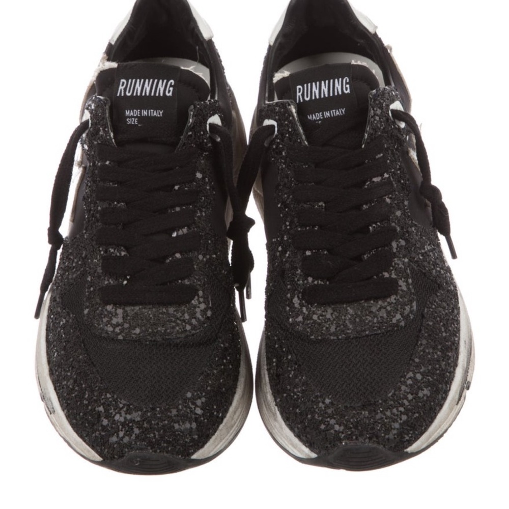Golden Goose Black Glitter Athletic Shoes